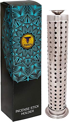 Tuzech Steel King Size Sage Long Tower Soapstone Incense Holder Home Agarbatti Stand with Ash Catcher Best for Diwali Pooja Celebration Mutiple Sticks