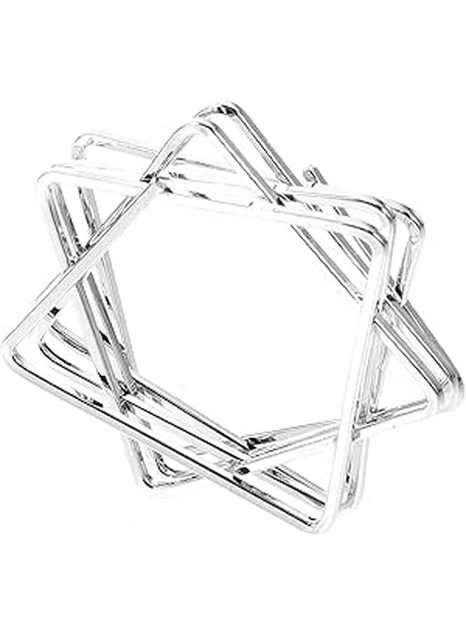 Star Hollow Metal Napkin Rings Silver Geometric Table Decor For Party Hotel - Image 1