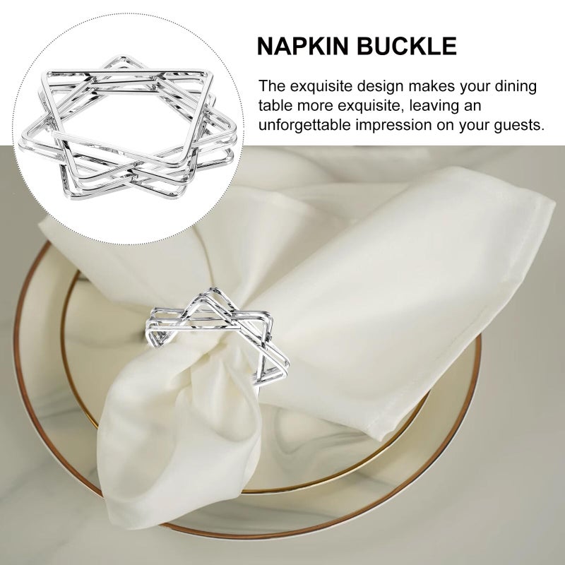 Star Hollow Metal Napkin Rings Silver Geometric Table Decor For Party Hotel - Image 4