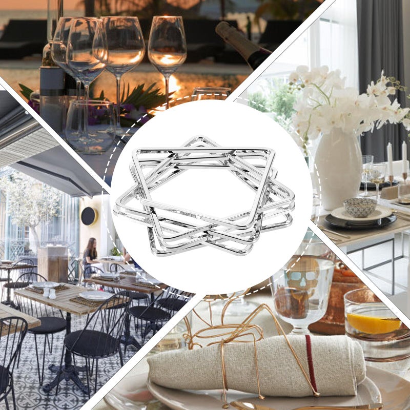 Star Hollow Metal Napkin Rings Silver Geometric Table Decor For Party Hotel - Image 5