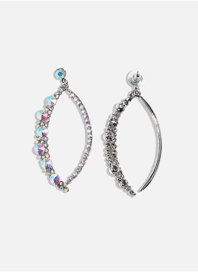 SOHI Rhinestone Crescent Drop Earrings