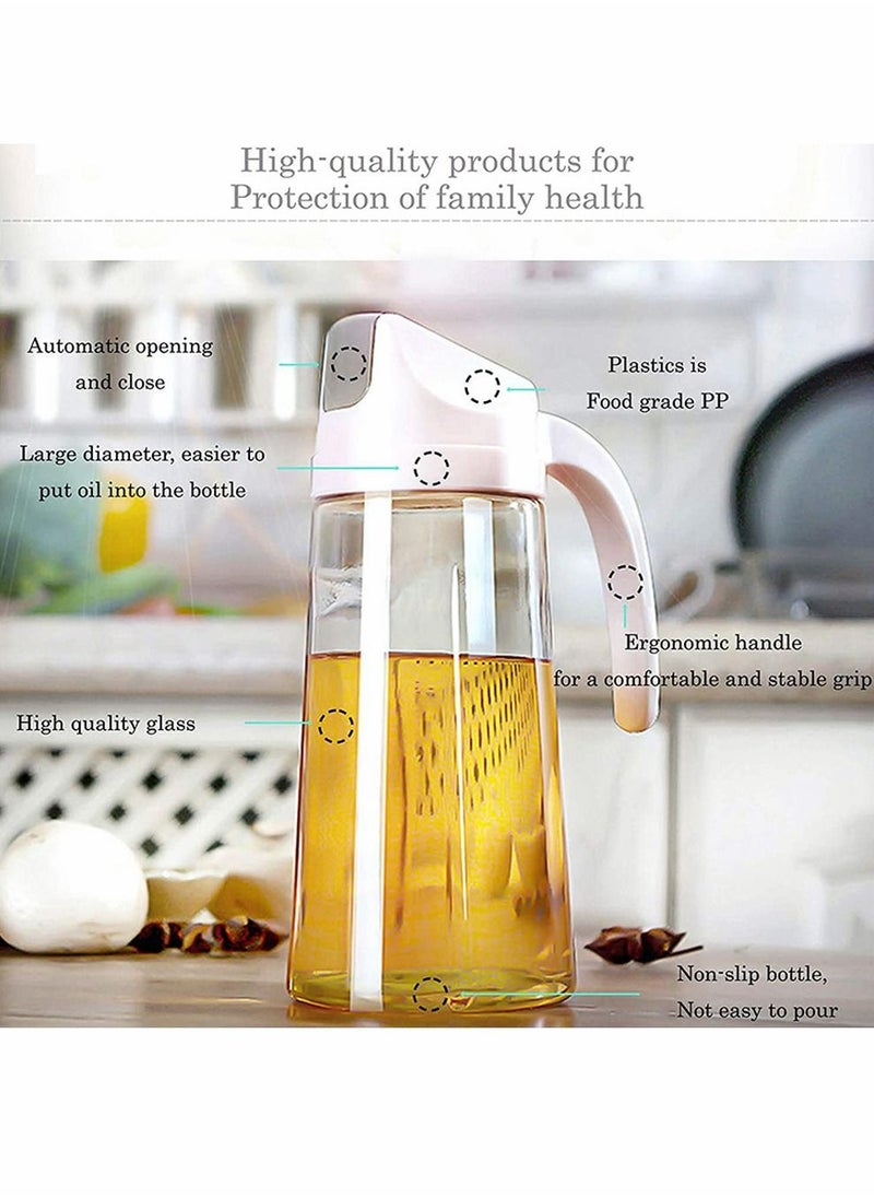 HomarKet - Auto Flip Olive Oil Dispenser Bottle,630ml Leakproof Condiment Container With Automatic Cap and Stopper,Non-Drip Spout,Non-Slip Handle for Kitchen Cooking - Image 1