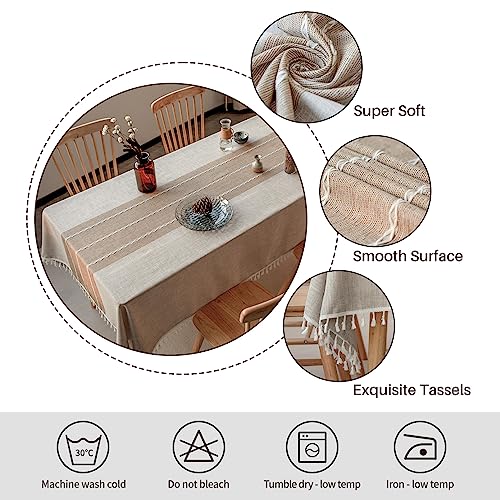 DEEPDREAM Deep Dream Tablecloths, Waterproof Table Cloth, Linens Wrinkle Free Anti-Fading, Rustic Table Cover Decoration for Kitchen Dinning Party Christmas (Square,55''x55'',4 Seats, Light Coffee) - Image 5