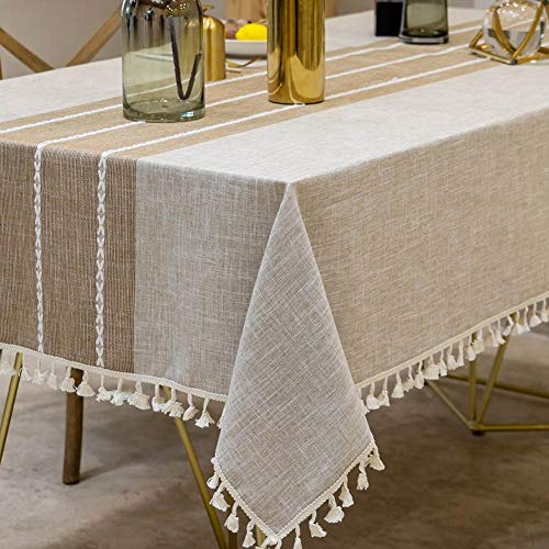 DEEPDREAM Deep Dream Tablecloths, Waterproof Table Cloth, Linens Wrinkle Free Anti-Fading, Rustic Table Cover Decoration for Kitchen Dinning Party Christmas (Square,55''x55'',4 Seats, Light Coffee) - Image 1