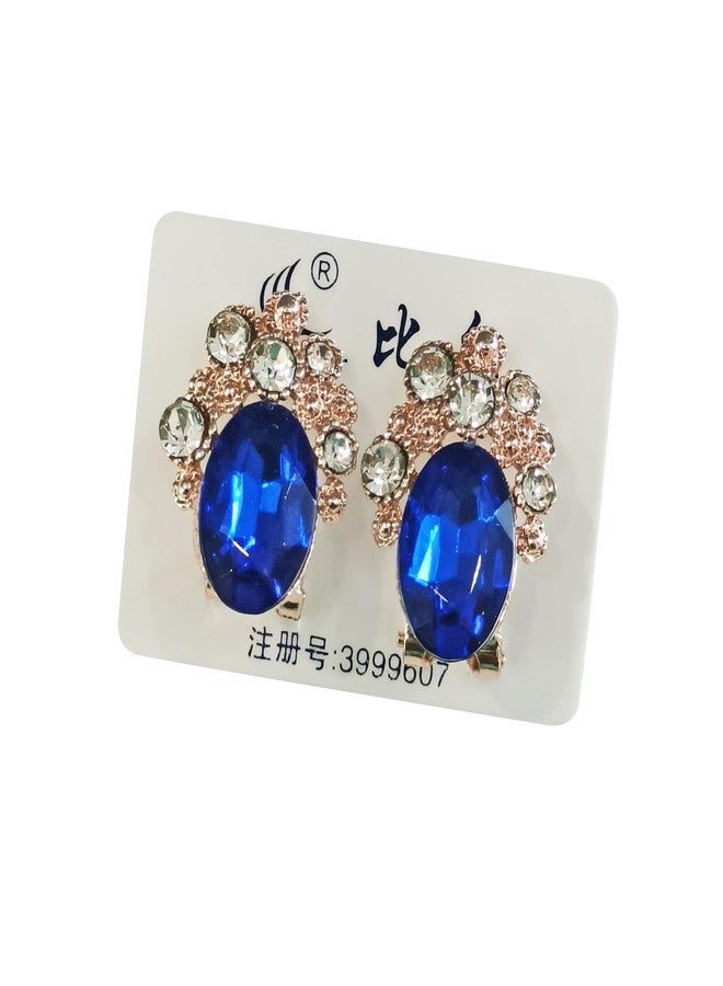 La Belleza Gold Plated Blue Crystal Tassel Drop Dangler earring for Girls and Women - Image 3