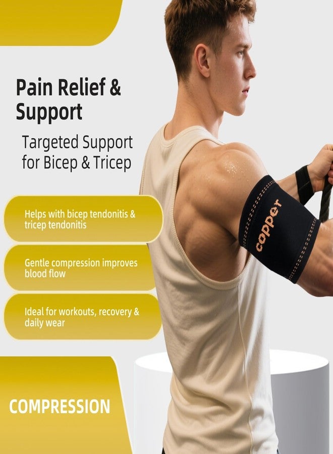 JIQUD Bicep Compression Sleeve, Copper-Infused Bicep Tendonitis Brace & Tricep Tendonitis Sleeve for Pain Relief Recovery,3D Knit Upper Arm Support for Men & Women - Image 2