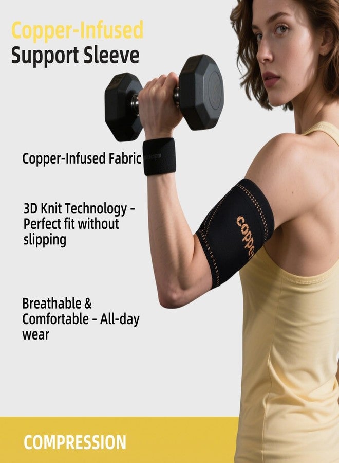 JIQUD Bicep Compression Sleeve, Copper-Infused Bicep Tendonitis Brace & Tricep Tendonitis Sleeve for Pain Relief Recovery,3D Knit Upper Arm Support for Men & Women - Image 4