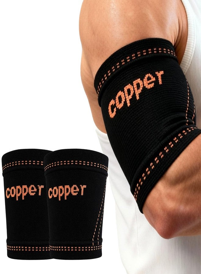 JIQUD Bicep Compression Sleeve, Copper-Infused Bicep Tendonitis Brace & Tricep Tendonitis Sleeve for Pain Relief Recovery,3D Knit Upper Arm Support for Men & Women - Image 1