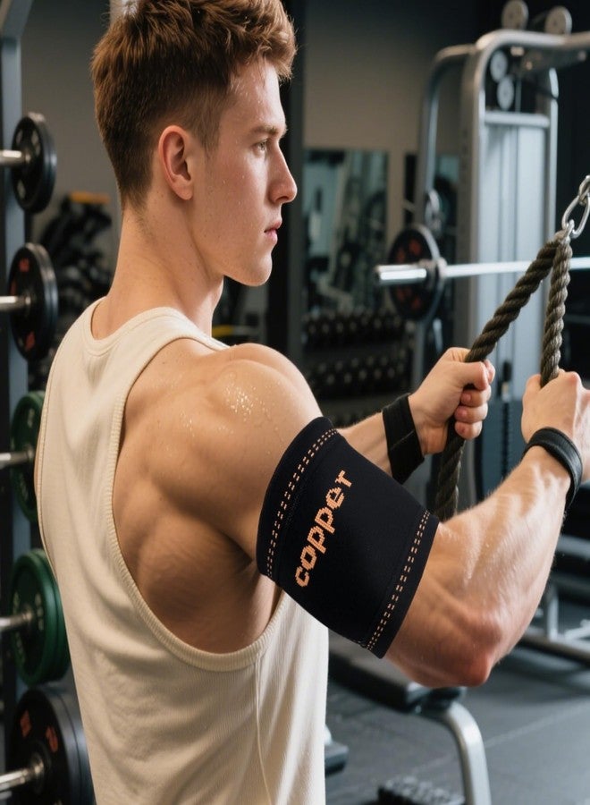 JIQUD Bicep Compression Sleeve, Copper-Infused Bicep Tendonitis Brace & Tricep Tendonitis Sleeve for Pain Relief Recovery,3D Knit Upper Arm Support for Men & Women - Image 5