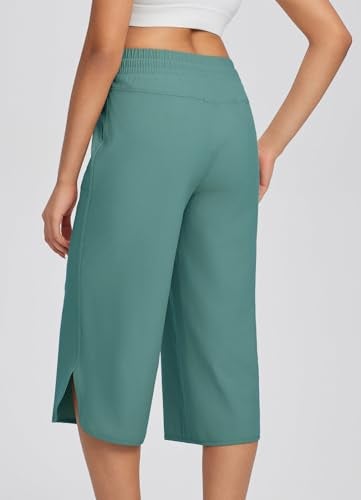 Baleaf بنطلون كابري نسائي من باليف، واسع الساق، مقاس زائد، حماية من الأشعة فوق البنفسجية UPF50+، خفيف الوزن، مقاوم للماء، بنطلون رياضي فضفاض، للمشي والتسلق، أخضر، XL - Image 2