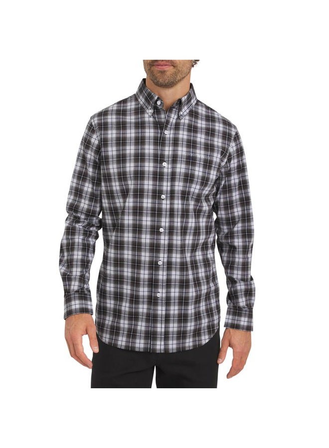 Chaps Men's Classic Fit Long Sleeve Button Down Stretch Poplin Casual Shirt, Asphalt, L - Image 1