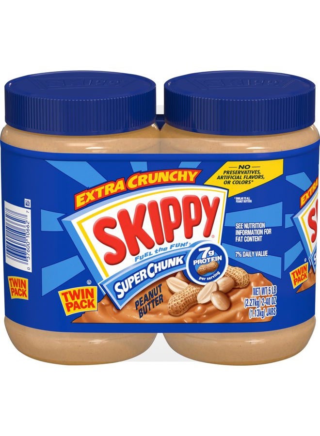 SKIPPY Peanut Butter, Super Chunky, 40 Ounce Twin Pack - Image 1