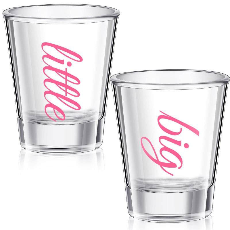 Lounsweer Lounsweer 2 Pcs Sorority Big Little Shot Glasses with Thick Base Big Little Sorority Gifts 2 oz Tequila Shot Glasses Mini CupsPink 