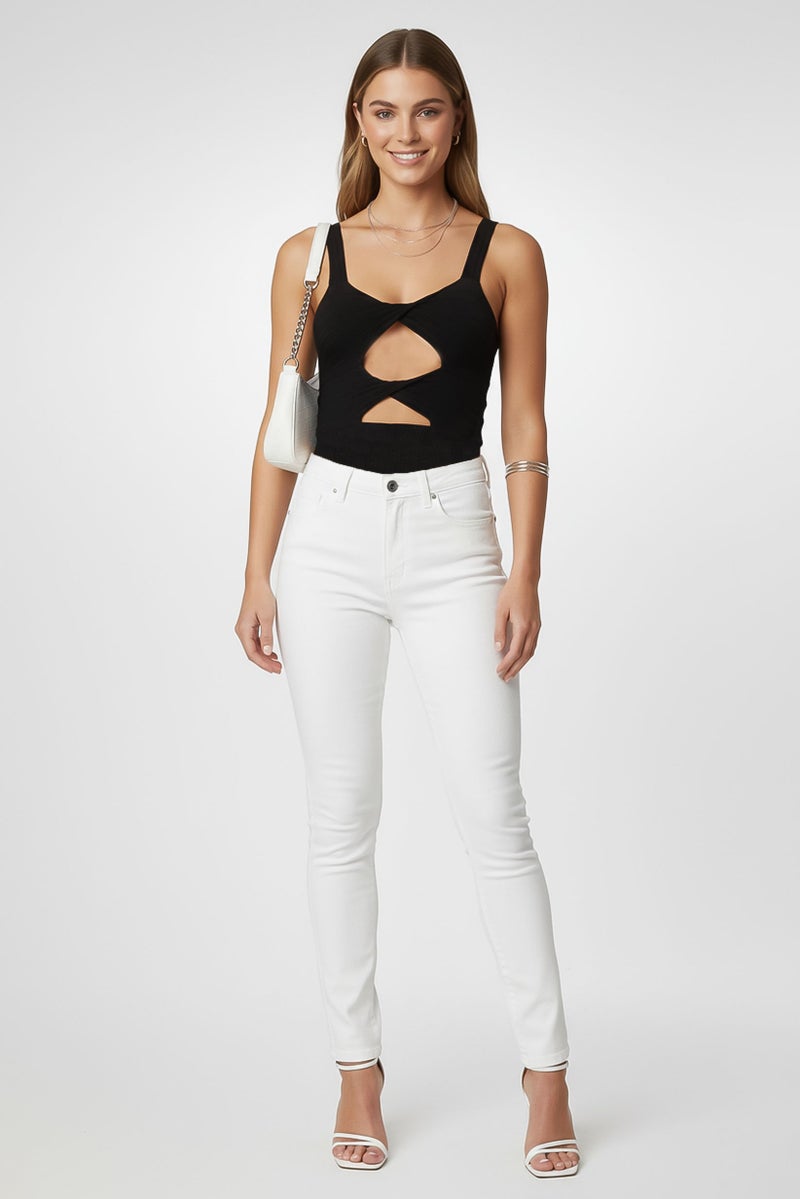 STELLA MCCARTNEY Women Rib Sleeveless Bodysuit, Black - Image 2