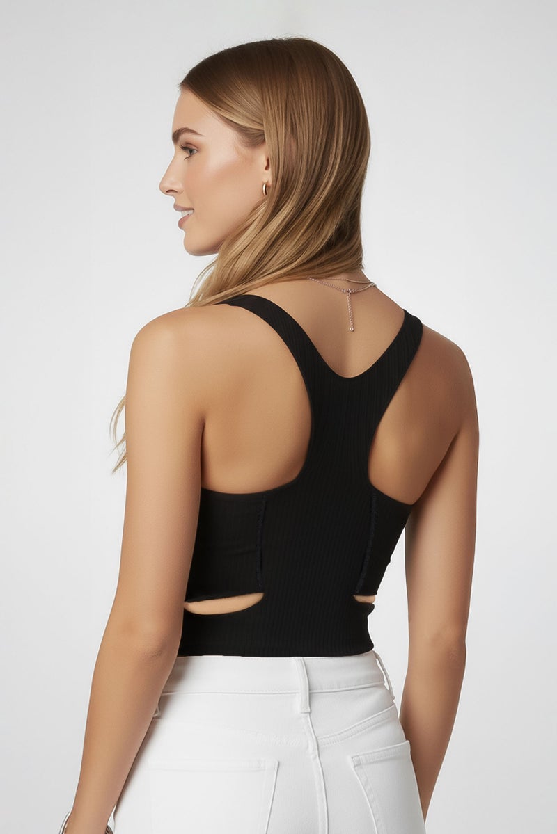 STELLA MCCARTNEY Women Rib Sleeveless Bodysuit, Black - Image 4
