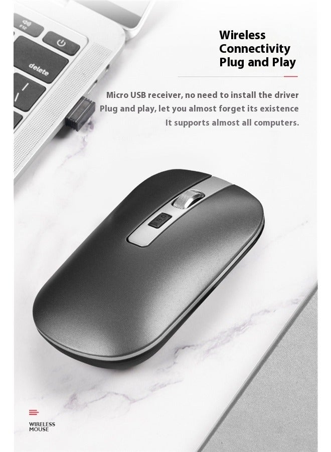 Rechargeable Wireless Mouse Grey，Bluetooth Wireless Mouse Optical Rechargeable Silent Mouse Switch Bluetooth