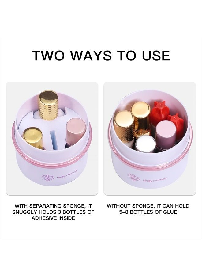 Pretty memory Glue Storage Container Eyelash Extensions Sealed Lash Glue Holder Adhesive Jar Stand Tank Sealed for Women,Lash Tech Supplies Must Haves (White - Pink) - Image 3