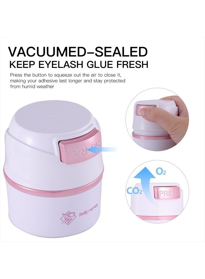 Pretty memory Glue Storage Container Eyelash Extensions Sealed Lash Glue Holder Adhesive Jar Stand Tank Sealed for Women,Lash Tech Supplies Must Haves (White - Pink) - Image 4