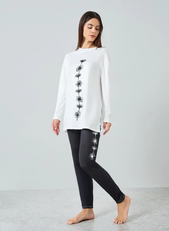تايك تو Women Floral Printed Long Sleeve Top and Pyjama Set