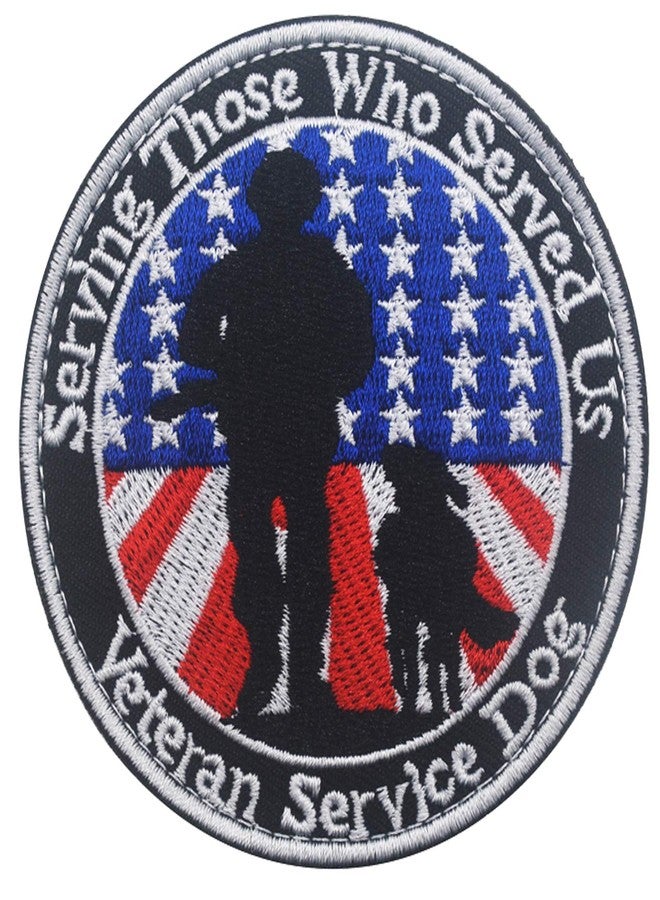 ODSP Veterans Service Dog Serving Those Who Served Us Military Tactical Badge Emblem Embroidered Fastener Hook Loop Patch for Dogs Pets 3.15inch Diameter 2PCS - Image 3