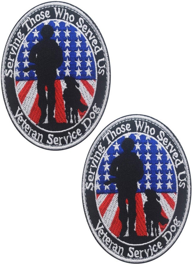 ODSP Veterans Service Dog Serving Those Who Served Us Military Tactical Badge Emblem Embroidered Fastener Hook Loop Patch for Dogs Pets 3.15inch Diameter 2PCS - Image 1