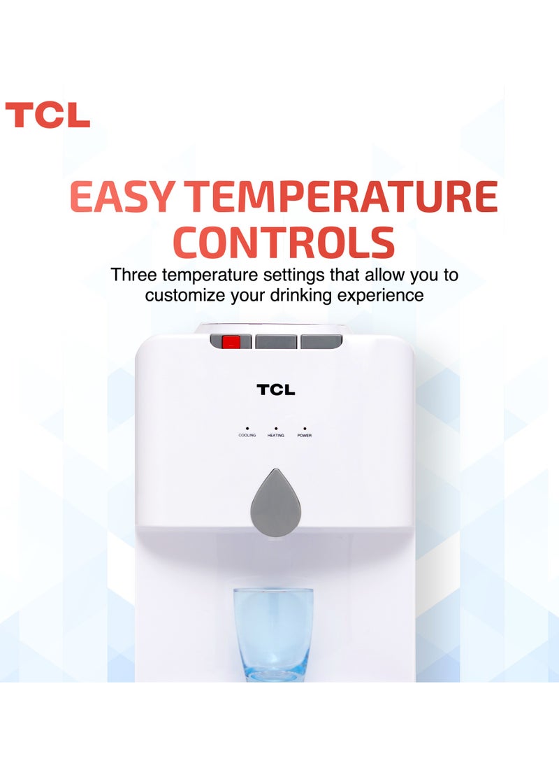 HOOVER Tcl Water Dispenser, Top Loading, Hot, Cold & Normal Water Temperature, Best For Home, Kitchen, Office & Pantry, Compact Size, 3 Taps/Faucet, Child Safety Lock, White Colour, Ty-Lwyr19W TY-LWYR19W white - Image 2