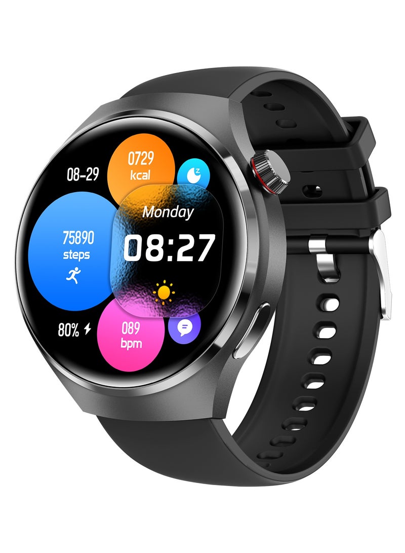 RollsTimi  Men's Smart Watch 1.6" HD Screen, Fitness Tracker, Health Monitor Waterproof Smart Watch, GT4PRO Black  - Image 1