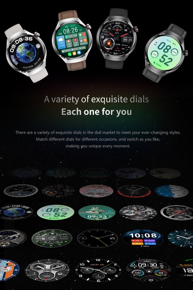 Men's Smart Watch 1.6" HD Screen, Fitness Tracker, Health Monitor Waterproof Smart Watch, GT4PRO Black