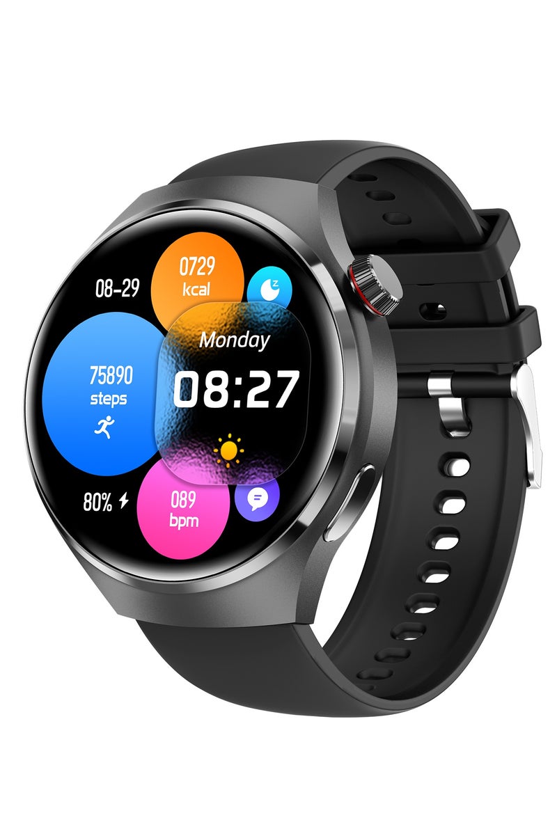 RollsTimi  Men's Smart Watch 1.6" HD Screen, Fitness Tracker, Health Monitor Waterproof Smart Watch, GT4PRO Black  - Image 1