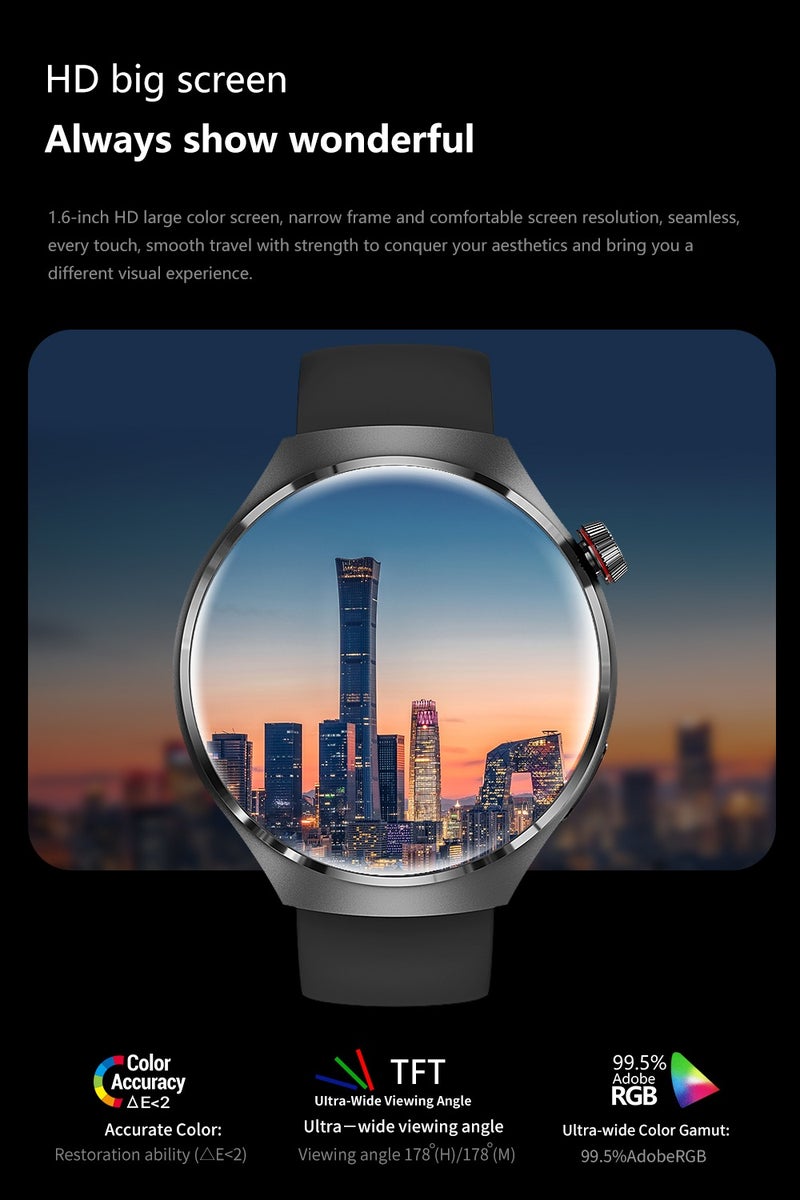 RollsTimi  Men's Smart Watch,1.6-inch HD Large Screen, Bluetooth Call, Health Monitoring, Ai Assistant, IP68 Waterproof, Fashion Business SmartWatch, GT4PRO Tape Black - Image 2