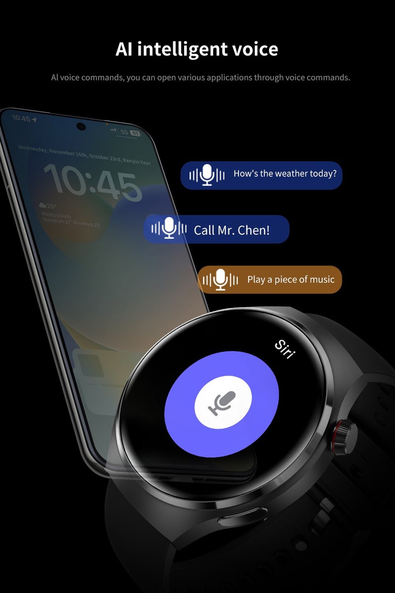 RollsTimi  Men's Smart Watch,1.6-inch HD Large Screen, Bluetooth Call, Health Monitoring, Ai Assistant, IP68 Waterproof, Fashion Business SmartWatch, GT4PRO Tape Black - Image 5