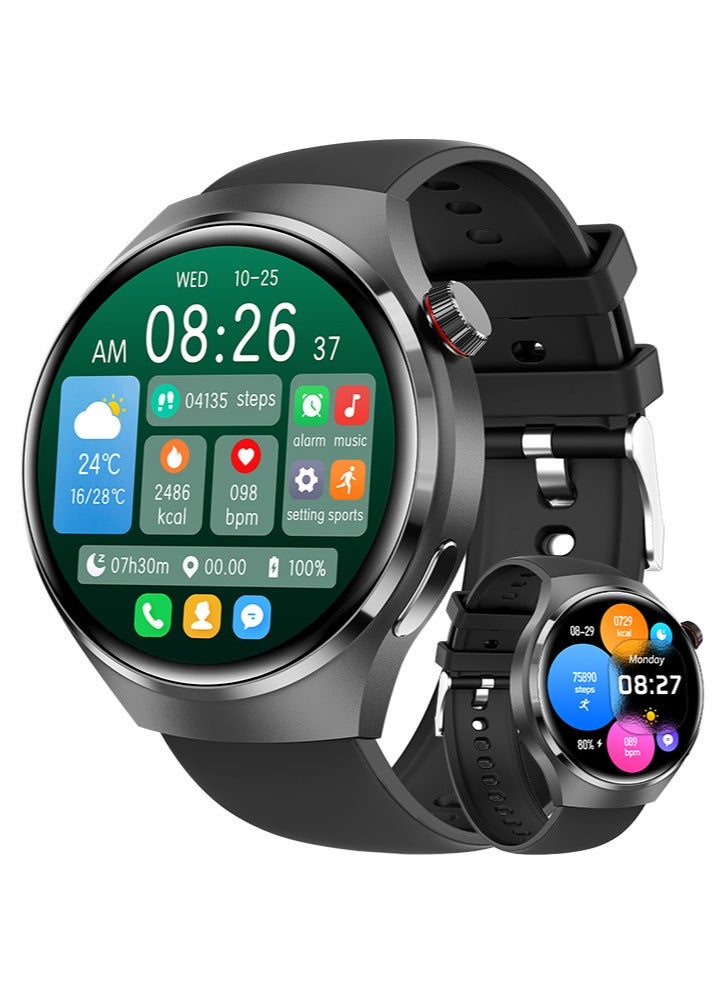 RollsTimi Men's Smart Watch,1.6-inch HD Large Screen, Bluetooth Call, Health Monitoring, Ai Assistant, IP68 Waterproof, Fashion Business SmartWatch, GT4PRO Tape Black
