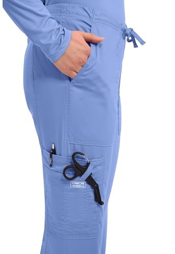 Cherokee Scrubs for Women Workwear Core Stretch Drawstring Cargo Scrub Pants 4044, M, Ciel - Image 2