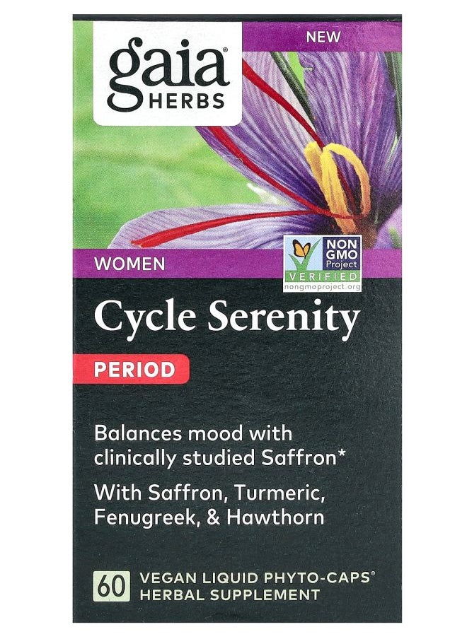Gaia Herbs Women Cycle Serenity Period 60 Vegan Liquid Phyto-Caps 