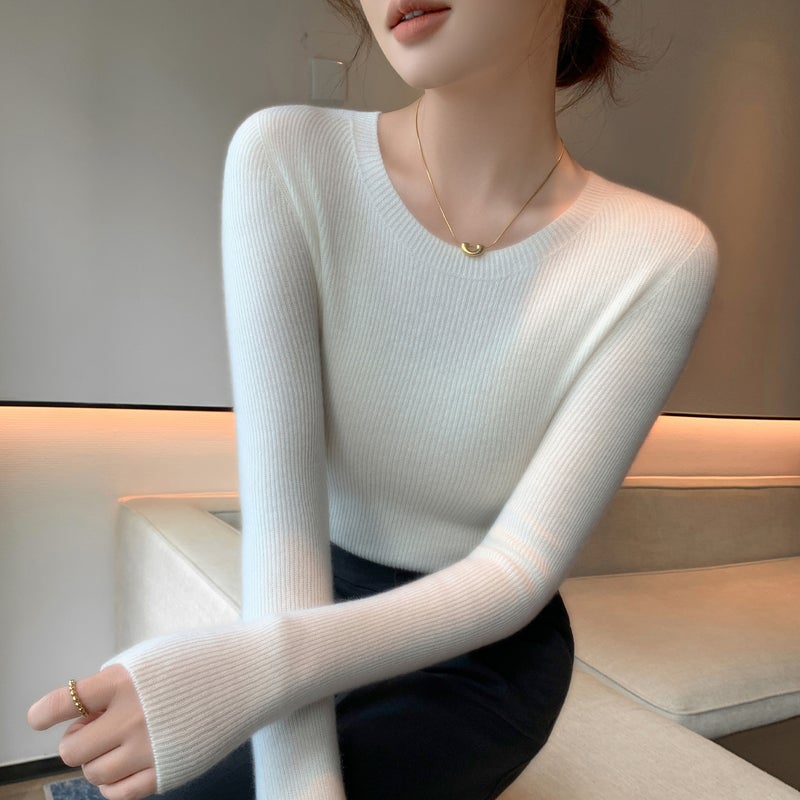 بلوفر نسائي محبوك بأكمام طويلة بقصة ضيقة - Image 3