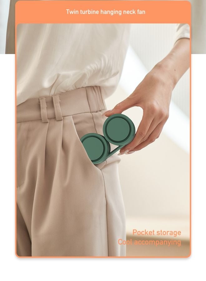 TCJ TEKUN hanging-neck small fan Table fan Desk fan Mini fan Portable storage 1600mA Leafless USB-charging Light weight - Image 4