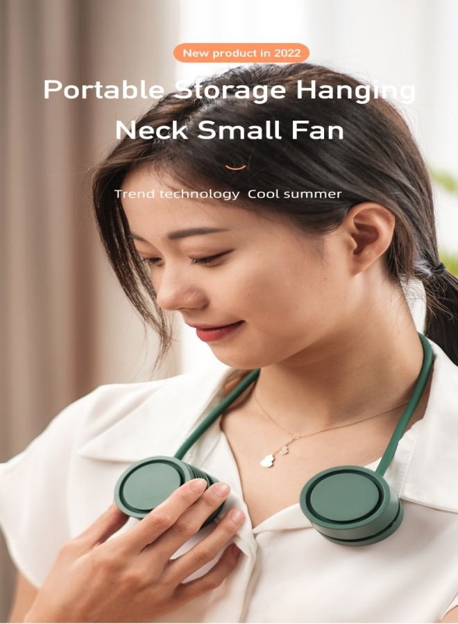 TCJ TEKUN hanging-neck small fan Table fan Desk fan Mini fan Portable storage 1600mA Leafless USB-charging Light weight - Image 1