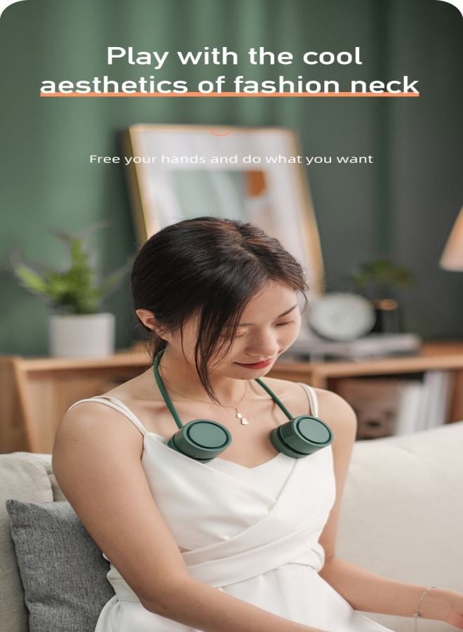 TCJ TEKUN hanging-neck small fan Table fan Desk fan Mini fan Portable storage 1600mA Leafless USB-charging Light weight - Image 5