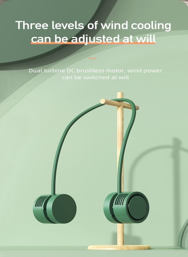 TCJ TEKUN hanging-neck small fan Table fan Desk fan Mini fan Portable storage 1600mA Leafless USB-charging Light weight - Image 2