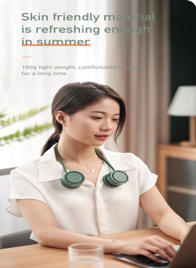 TCJ TEKUN hanging-neck small fan Table fan Desk fan Mini fan Portable storage 1600mA Leafless USB-charging Light weight - Image 3