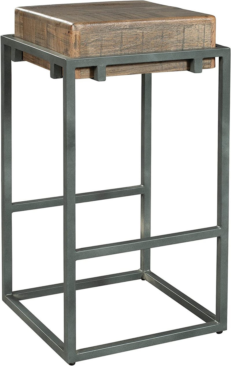 INDIAN DECOR INDIAN DECOR RW104 Furniture Pub Stool Special Reserve Finish Durable Wood Top Rectangle Solid Acacia Box Metal Iron Leg Frame Soft Brown Oil Rub Modern Home Furniture  - Image 1