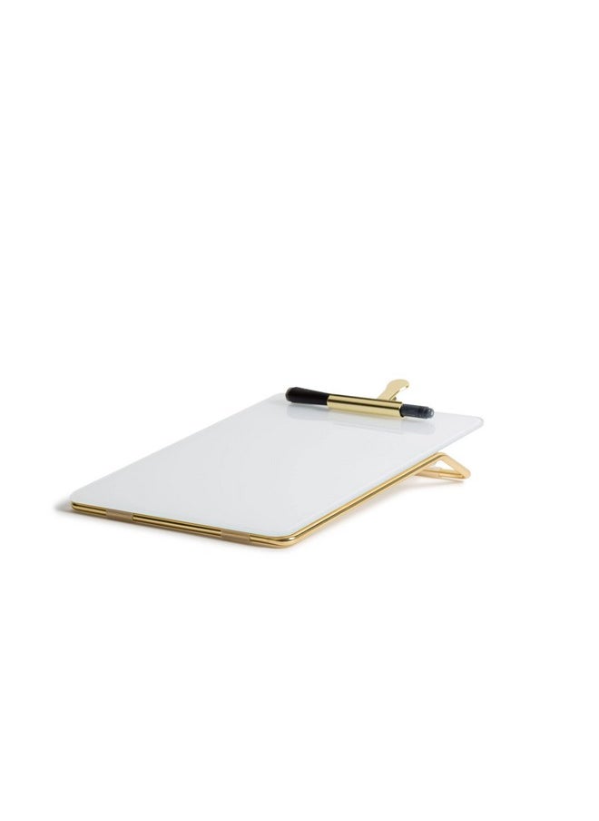 U Brands - Glass Dryerase Desktop Easel Tempered Glass Gold Metal Stand Removable Clip - Image 1