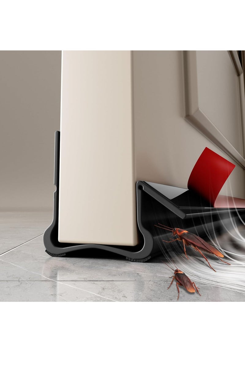 RATSAW Under Door Draft Stopper, Door Gap Sweep Seal Strip Anti-Detachment Design Weather Stripping Noise Blocker with Strong Adhesive Door Insulation Guard Black - Image 1