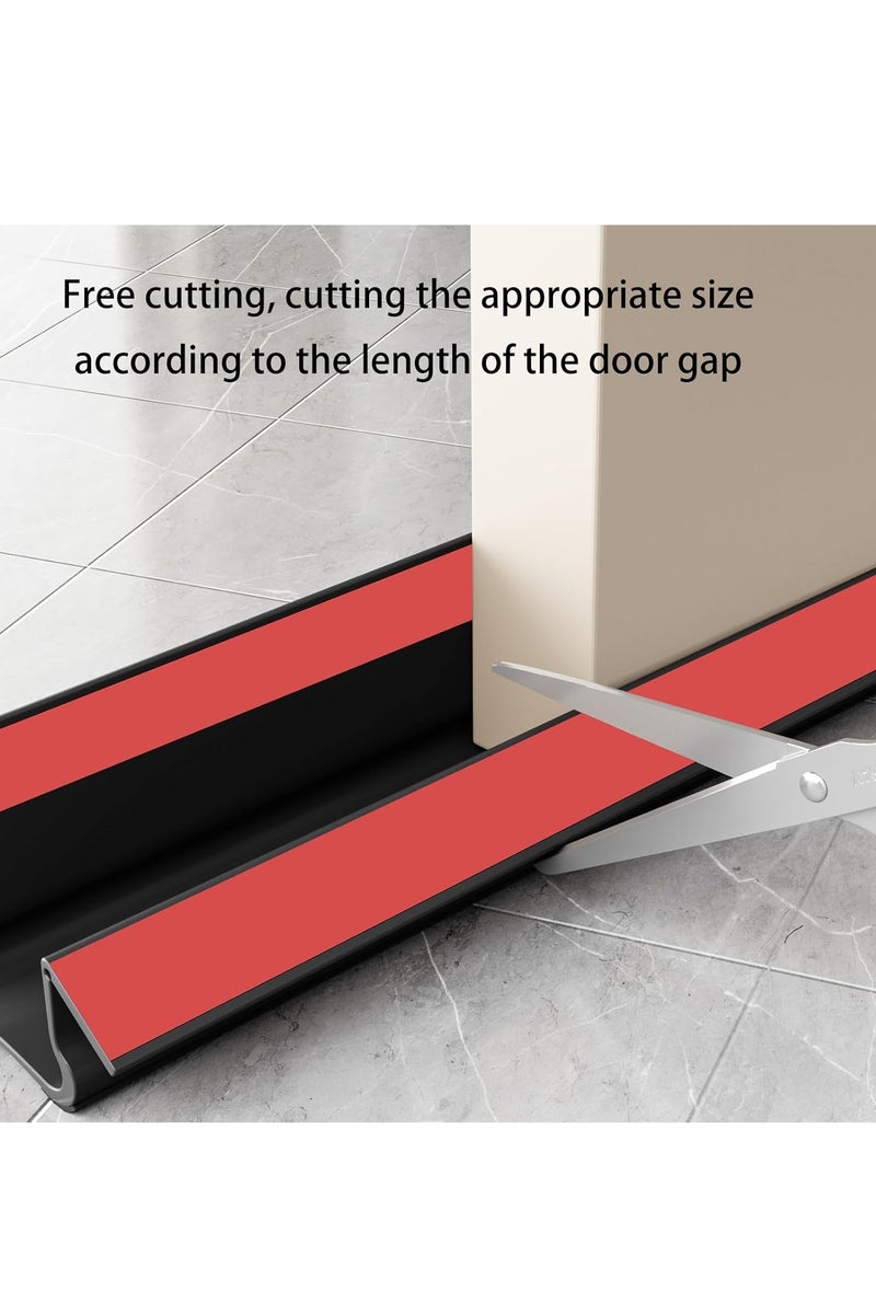 RATSAW Under Door Draft Stopper, Door Gap Sweep Seal Strip Anti-Detachment Design Weather Stripping Noise Blocker with Strong Adhesive Door Insulation Guard Black - Image 2