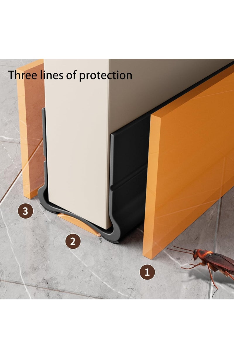 RATSAW Under Door Draft Stopper, Door Gap Sweep Seal Strip Anti-Detachment Design Weather Stripping Noise Blocker with Strong Adhesive Door Insulation Guard Black - Image 3