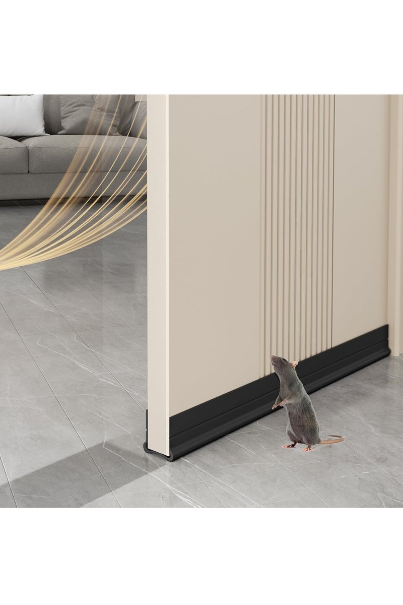 RATSAW Under Door Draft Stopper, Door Gap Sweep Seal Strip Anti-Detachment Design Weather Stripping Noise Blocker with Strong Adhesive Door Insulation Guard Black - Image 4