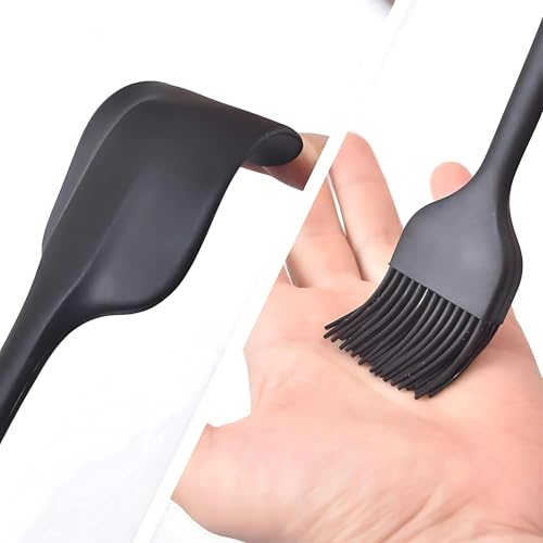 Hian Heat Resistant Silicone Spatula (27.5cm) & Basting Brush (26cm) Set, Non-Stick Food Grade Kitchen Tools for Cooking, Baking, BBQ, Durable, Flexible, Easy to Clean, Black (Set of 2) - Image 3