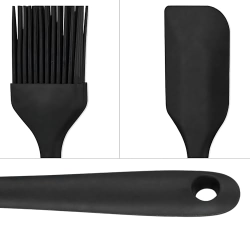 Hian Heat Resistant Silicone Spatula (27.5cm) & Basting Brush (26cm) Set, Non-Stick Food Grade Kitchen Tools for Cooking, Baking, BBQ, Durable, Flexible, Easy to Clean, Black (Set of 2) - Image 4