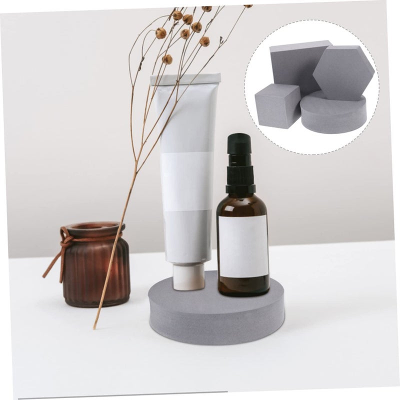 Nuobesty 4 Piece Geometric Cube Foam Props for Product Photography Lightweight Durable Background Accessories for Jewelry Cosmetics Indoor Outdoor Use Grey - Image 4