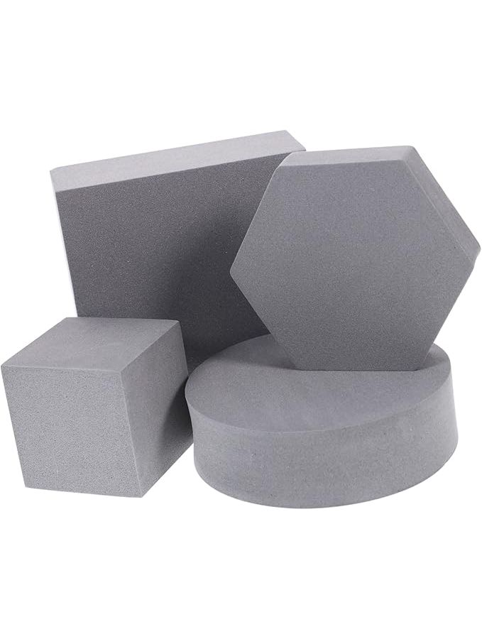 Nuobesty 4 Piece Geometric Cube Foam Props for Product Photography Lightweight Durable Background Accessories for Jewelry Cosmetics Indoor Outdoor Use Grey - Image 1